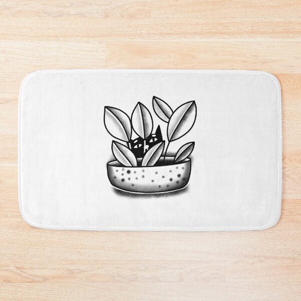Item preview, Tattoo style cat watching you through indoor plants designed and sold by jazzydevil.