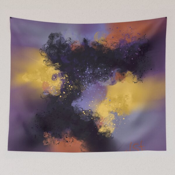 Item preview, Hysteria - Purple Yellow Orange Burnt Sienna Abstract designed and sold by Joey Santiago.