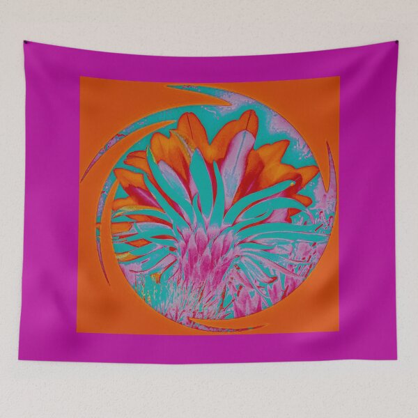 Item preview, Whimsical Boho Chic orange-pink-turquoise Cactus flower by Iritof designed and sold by iritof.