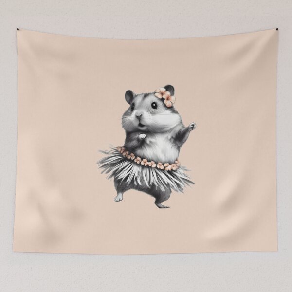 Item preview, Dancing hula hamster in Hawaii with hibiscus designed and sold by Mediatoni.
