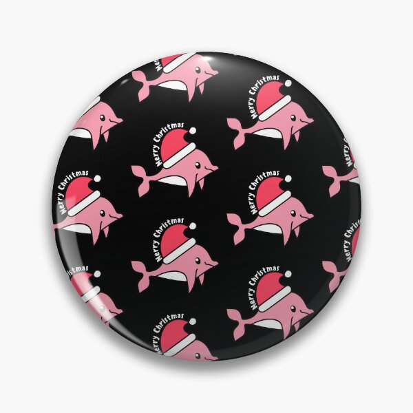 Item preview, river pink dolphin wearing a santa hat and surrounded by ornament lights designed and sold by The  Knick Knack Nook.