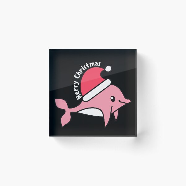 Item preview, river pink dolphin wearing a santa hat and surrounded by ornament lights designed and sold by The  Knick Knack Nook.