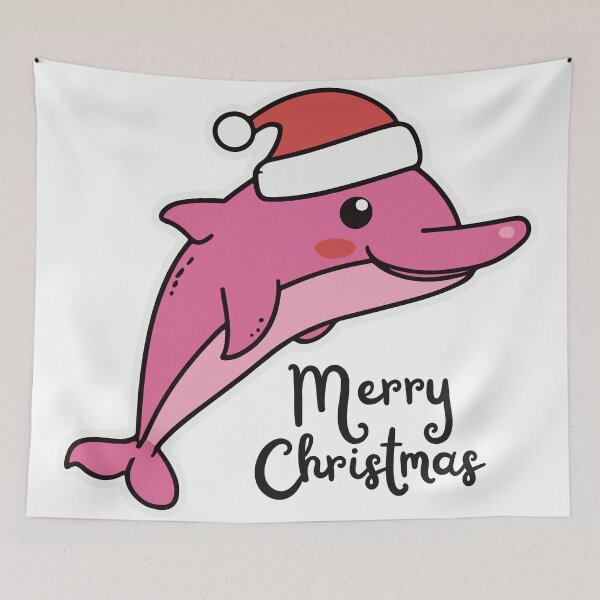 Item preview, river pink dolphin river xmas designed and sold by The  Knick Knack Nook.