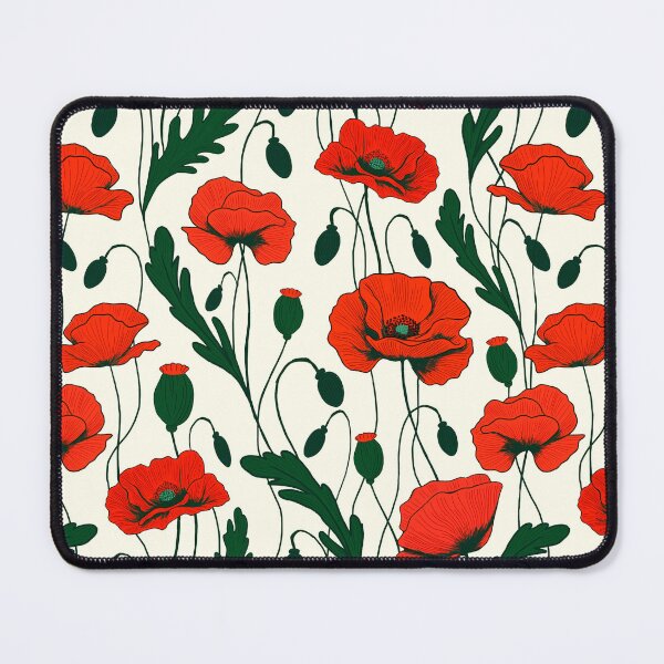 Item preview, Red retro poppies on a cream background designed and sold by lifepnp.