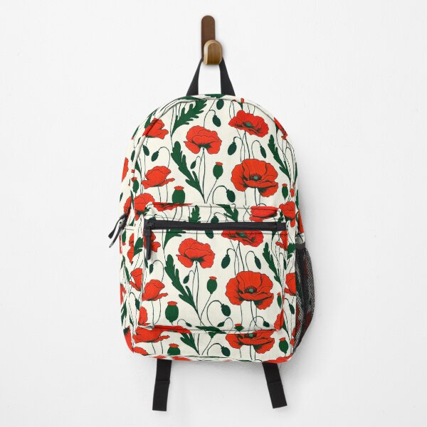 Item preview, Red retro poppies on a cream background designed and sold by lifepnp.