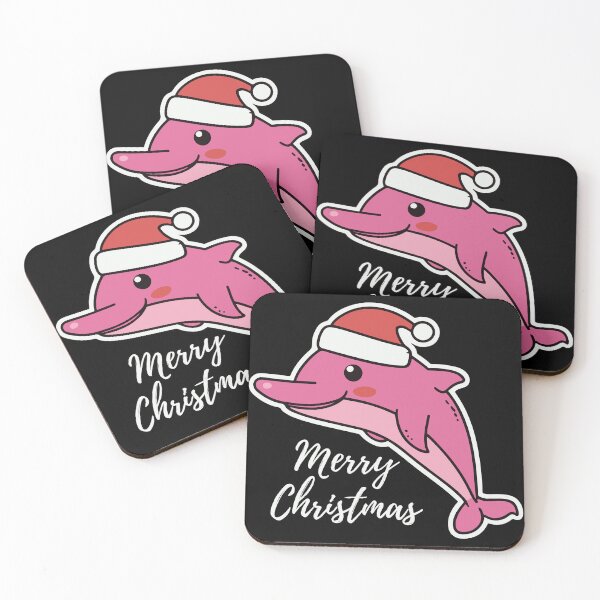 Item preview, river pink dolphin wearing a santa hat designed and sold by The  Knick Knack Nook.