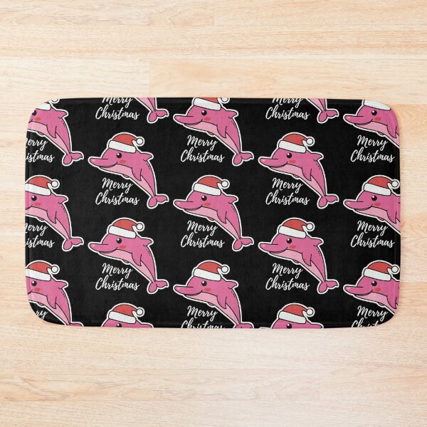 Item preview, river pink dolphin wearing a santa hat designed and sold by The  Knick Knack Nook.