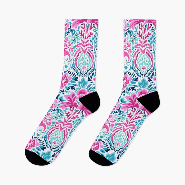 Item preview, Preppy oriental floral in pink and blue designed and sold by FK-UK.