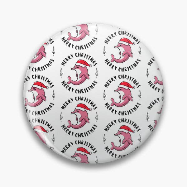 Item preview, river pink dolphin wearing a santa hat and surrounded by ornament lights designed and sold by The  Knick Knack Nook.