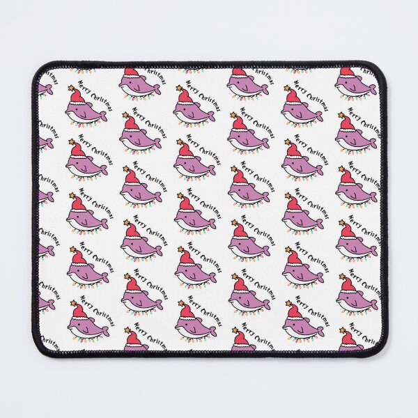 Item preview, river pink dolphin wearing a santa hat and surrounded by ornament lights designed and sold by The  Knick Knack Nook.