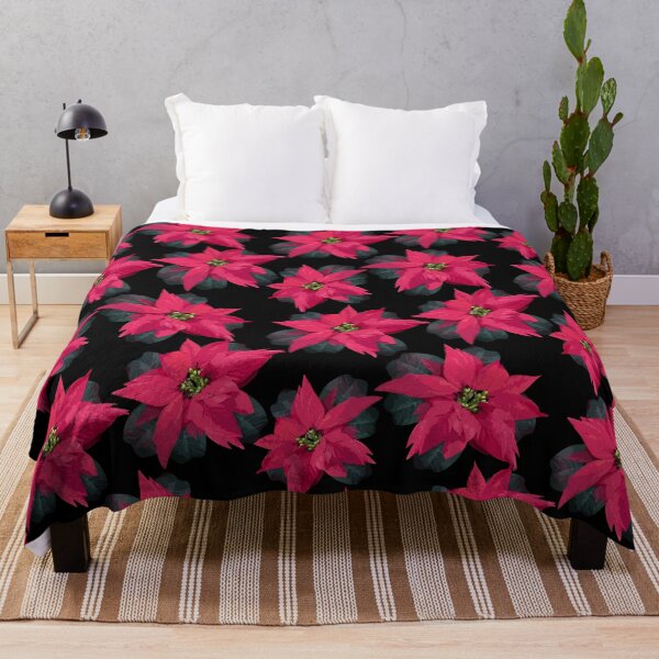 Item preview, Poinsettias on Black Halfdrop 5748 designed and sold by Art in My Loft.