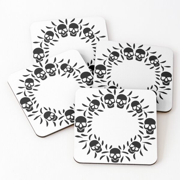 Item preview, Gothic Noire: Minimal Black Skull Wreath Elegance designed and sold by EmeraldeaArt.