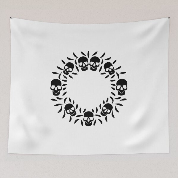 Item preview, Gothic Noire: Minimal Black Skull Wreath Elegance designed and sold by EmeraldeaArt.
