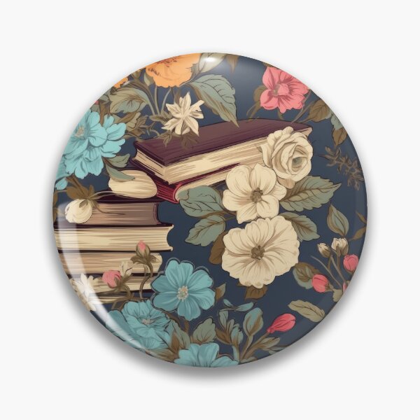 Artikelvorschau, Bücher und Blumen Vintage inspiriertes Marinemuster entworfen und verkauft von ArtMeetsPizza.