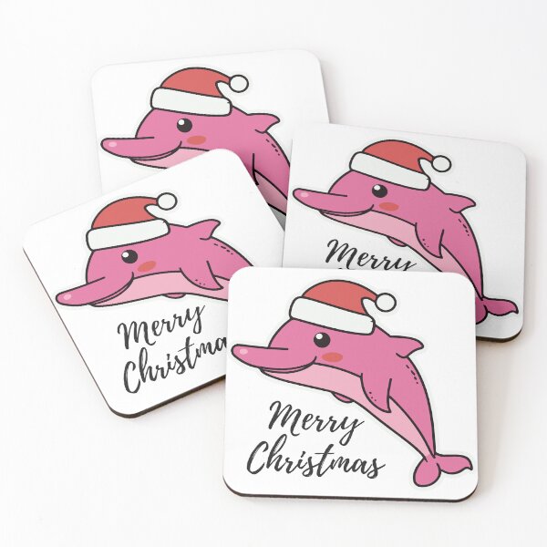 Item preview, river pink dolphin wearing a santa hat designed and sold by The  Knick Knack Nook.