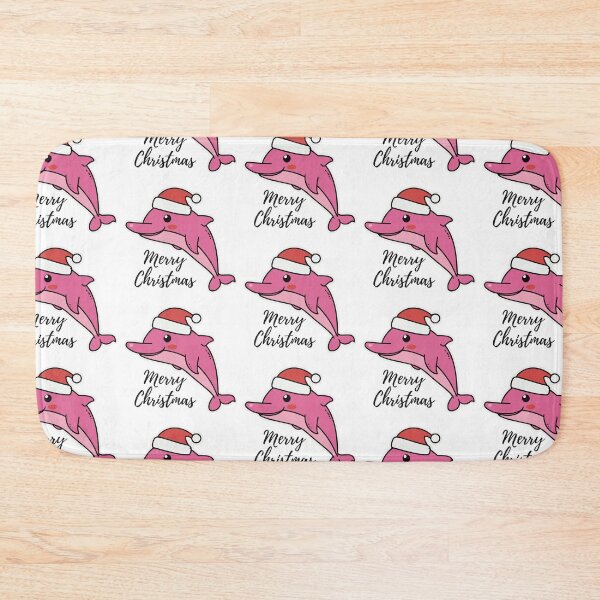 Item preview, river pink dolphin wearing a santa hat designed and sold by The  Knick Knack Nook.