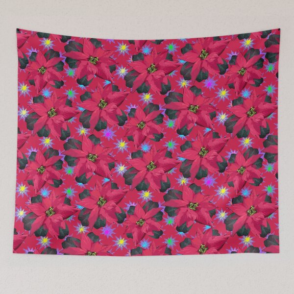 Item preview, Poinsettias on Magenta with Glowstars Halfdrop 5748 designed and sold by Art in My Loft.