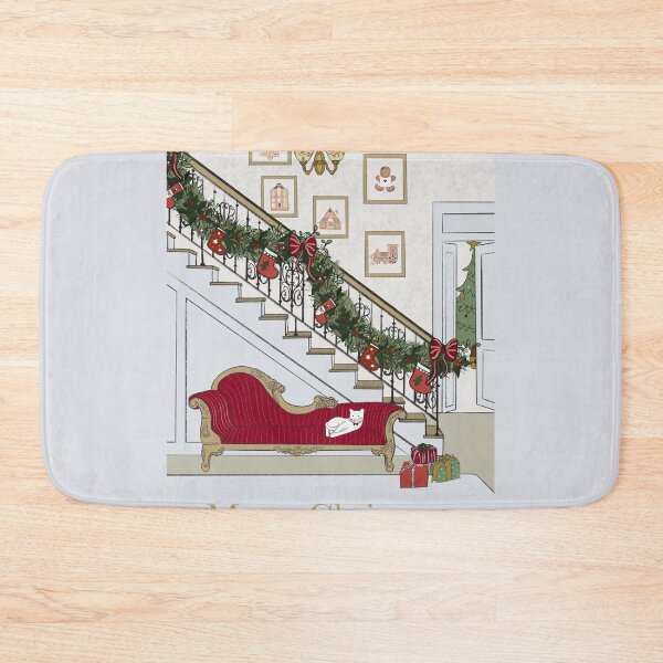 Item preview, Merry Christmas Vintage White Cat Illustration Greeting card style designed and sold by trefail.