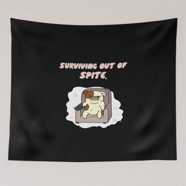 Item preview, Surviving out of spite dog watching tv on chair sarcastic humor witty quote designed and sold by ArtisanTeeShop.