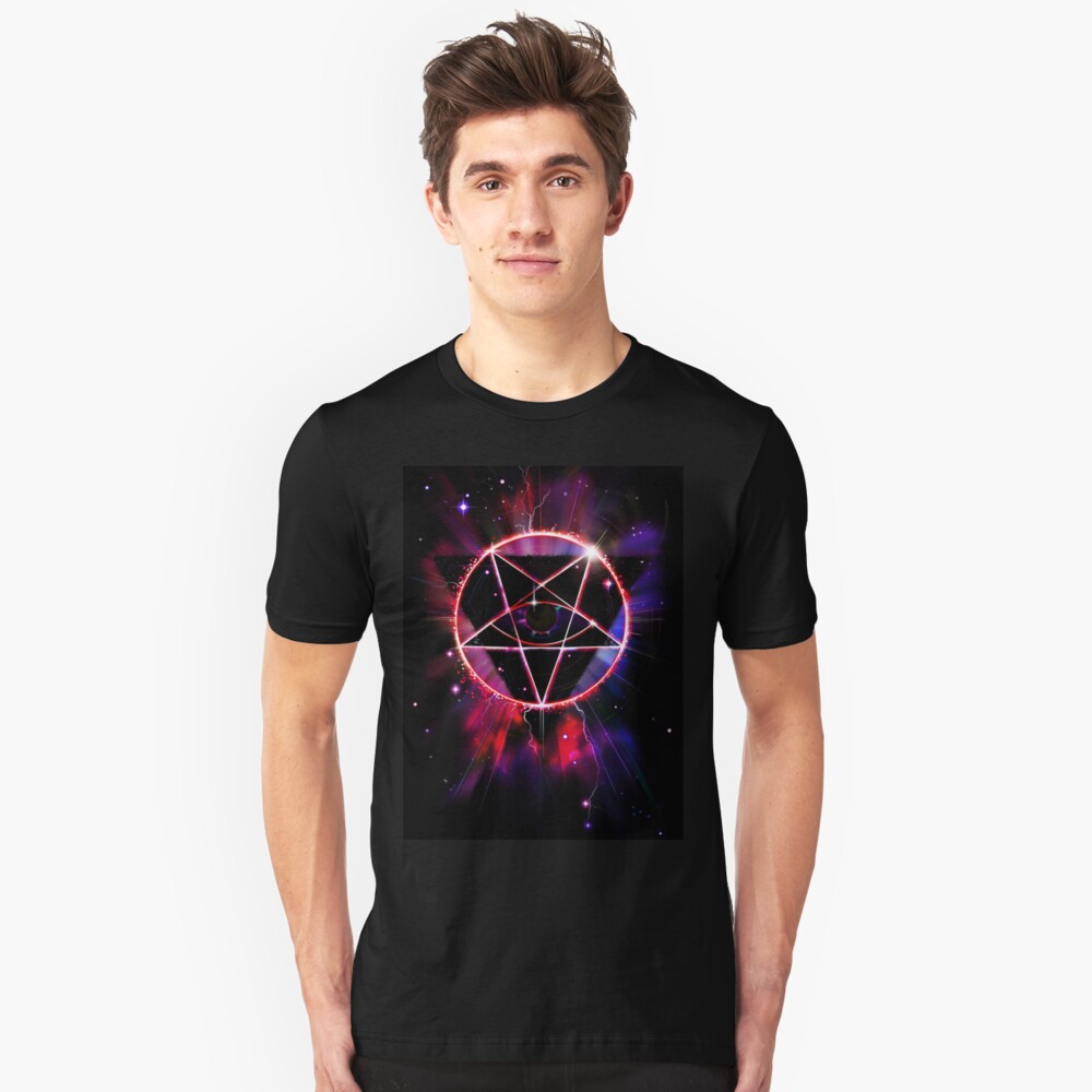Space Demon 2049 - Evil Synthwave Sigil Slim Fit T-Shirt