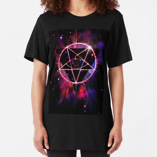 Space Demon 2049 - Evil Synthwave Sigil Slim Fit T-Shirt