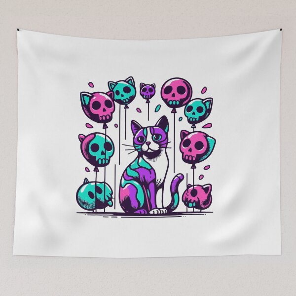 Item preview, Cat Skull Nine Lives Colorful Cat Balloon designed and sold by sharon1210.