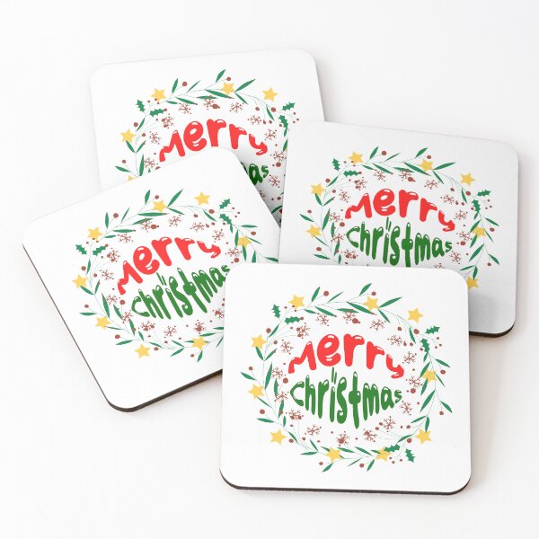 Item preview, Merry Christmas Holly Wreath with Stars & Snowflakes designed and sold by caFUNated.
