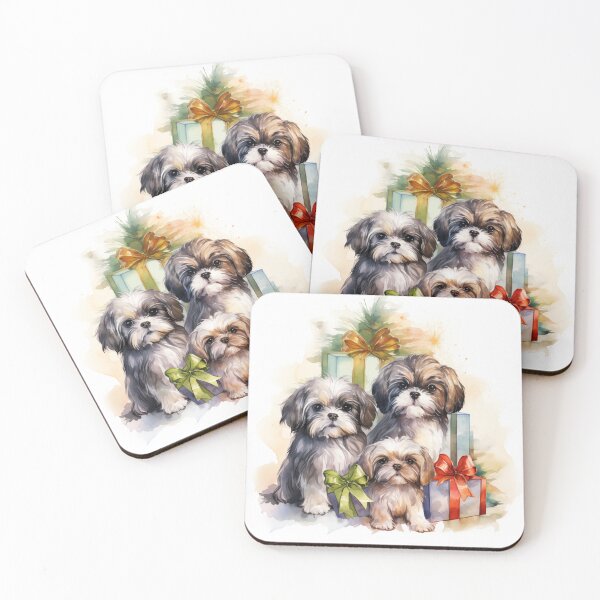 Item preview, Shih Tzus on Christmas Morning (Watercolor) designed and sold by Samuelsboro.