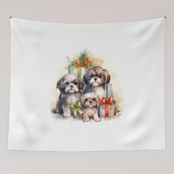 Item preview, Shih Tzus on Christmas Morning (Watercolor) designed and sold by Samuelsboro.