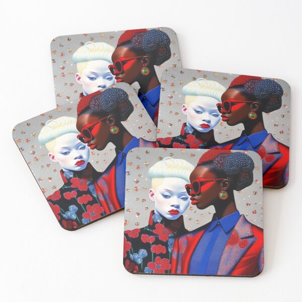 Item preview, Red blue shimmering floral fashion print  designed and sold by Roxburylane.