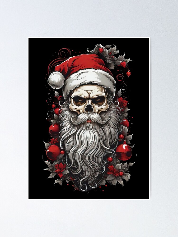 Creepy Santa Clauses Skull Poster