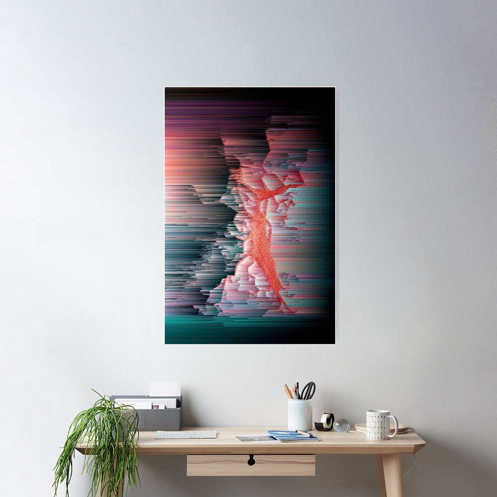 Glitched Out - Abstract Pixel Art Poster