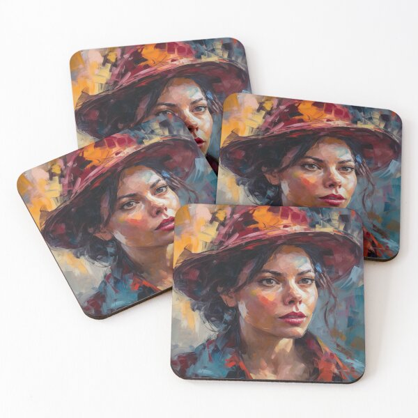 Item preview, "Lady in Crimson Hat"- Original oil painting,Colorful,dynamic impressionism. designed and sold by WhiteWolfe0127.