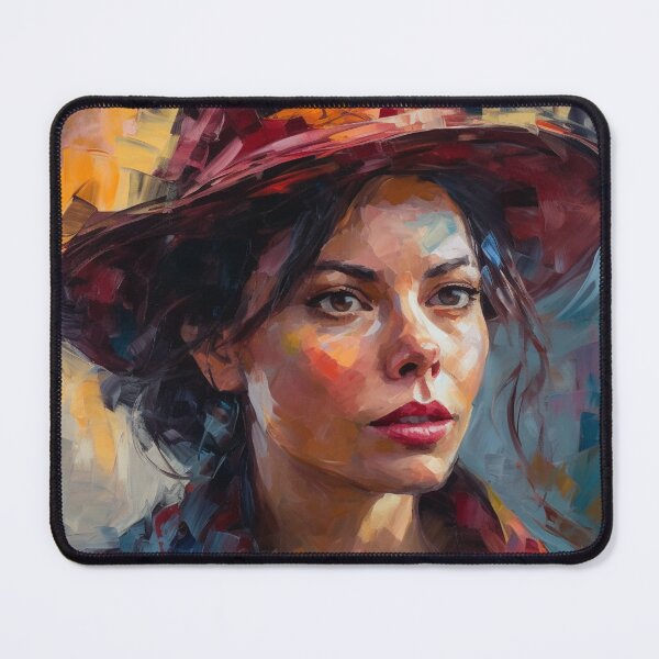 Item preview, "Lady in Crimson Hat"- Original oil painting,Colorful,dynamic impressionism. designed and sold by WhiteWolfe0127.