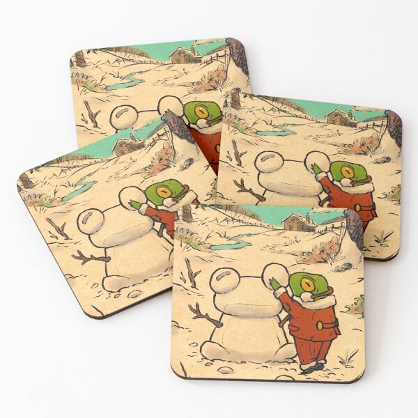 Item preview, Winter day frog building a snowman illustration designed and sold by DingHuArt.