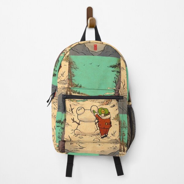 Item preview, Winter day frog building a snowman illustration designed and sold by DingHuArt.