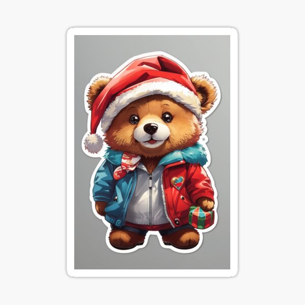 Aperçu de l'œuvre Autocollant ours en peluche de Noël créée et vendue par cannon777.
