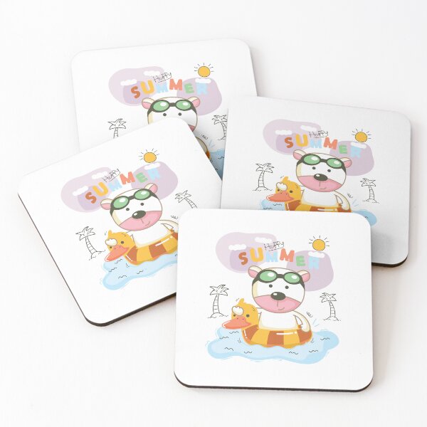 Item preview, Funny bear with duck buoy in pool, lovely bear in pool, cartoon bear enjoys summer time designed and sold by GreyStanzione1.