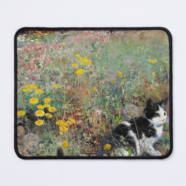 Item preview, Cat on Flowerbed designed and sold by LadybellVintage.