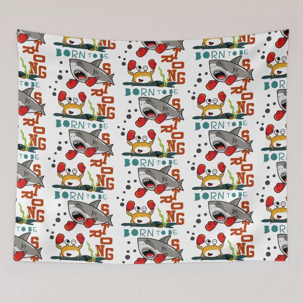 Item preview, Shark playing boxing with crab, shark crab is playing boxing, shark crab boxer designed and sold by GreyStanzione1.