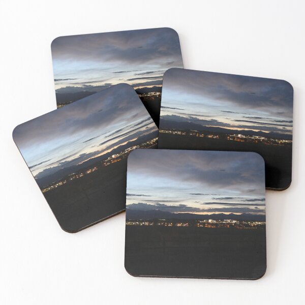 Item preview, Sunsetting over the city and mountains designed and sold by kenedyraemedia.
