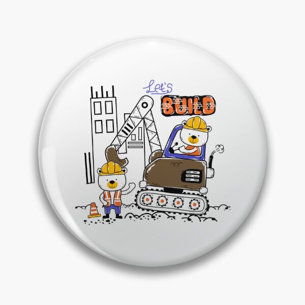 Item preview, bear riding dozer on site construction, cartoon bear on site construction, bear character on site construction designed and sold by GreyStanzione1.
