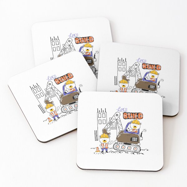 Item preview, bear riding dozer on site construction, cartoon bear on site construction, bear character on site construction designed and sold by GreyStanzione1.