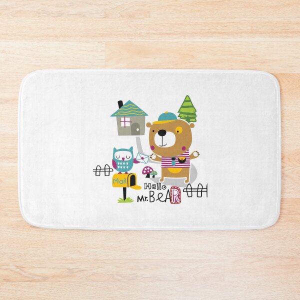 Item preview, bear and owl with mailbox, cute bear with mailbox, cartoon bear with mailbox designed and sold by GreyStanzione1.