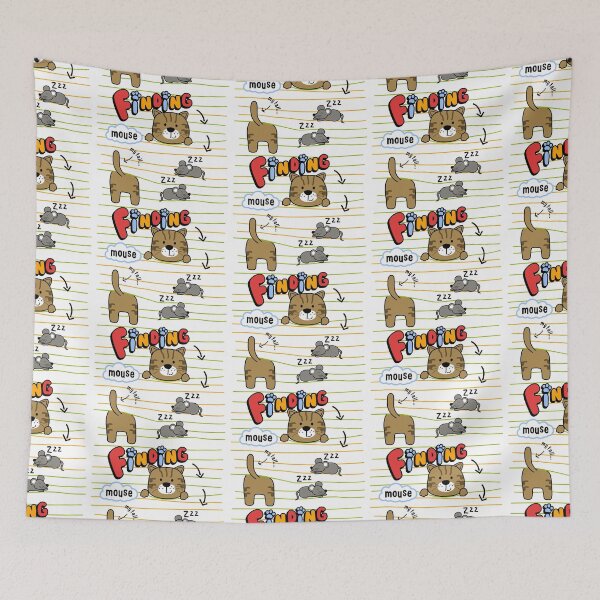 Item preview, cute cat finding mouse, cartoon cat finding mouse, cartoon cat finding mouse designed and sold by GreyStanzione1.