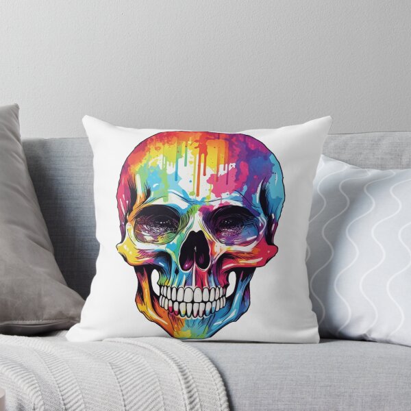 Item preview, Skull With Rainbow Colored Paint Drips designed and sold by ReverseBleach.