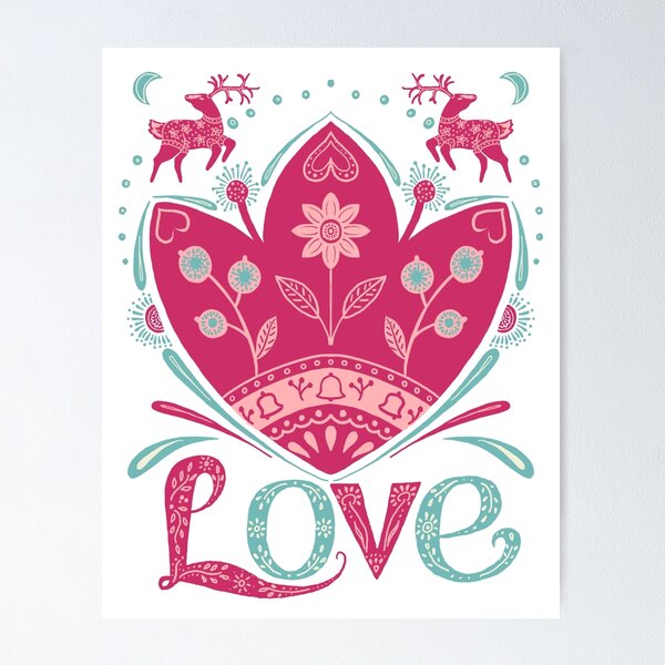 Holiday and Christmas Folk Art Love Design Poster for Sale by Deb Faustini