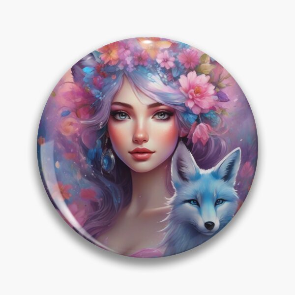 Artikelvorschau,  Fee mit blauem Fuchs entworfen und verkauft von FlutterbyFairy.