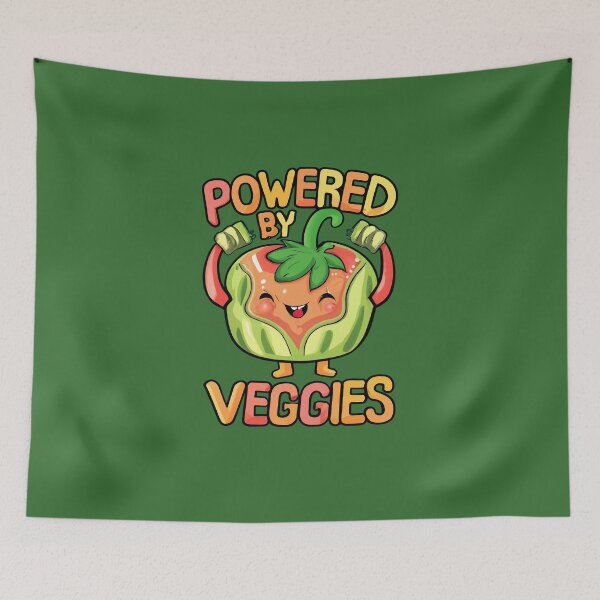 Item preview, Powered by Veggies. Make a statement that resonates with your vegetarian lifestyle. Showcasing your commitment to a plant-based, cruelty-free, and eco-friendly journey.  gift for veggie-loving friend. designed and sold by bubblylive.