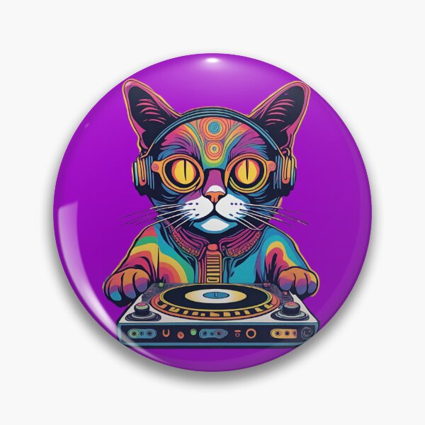 Item preview, Cat DJ Rainbow designed and sold by RedPumpFlash.